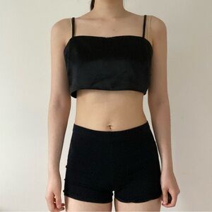 ASOS black mini micro top, silky satin